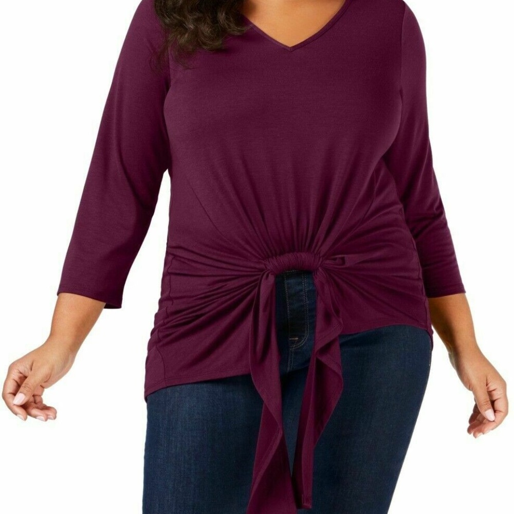 NY Collection 3X Merlot Tunic Top 5AJ80
